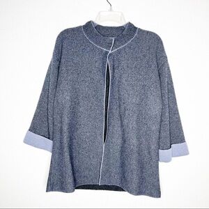 Benedetta Wool & Cashmere Cape Cardigan Sweater Color Block Neutral Quiet Luxury